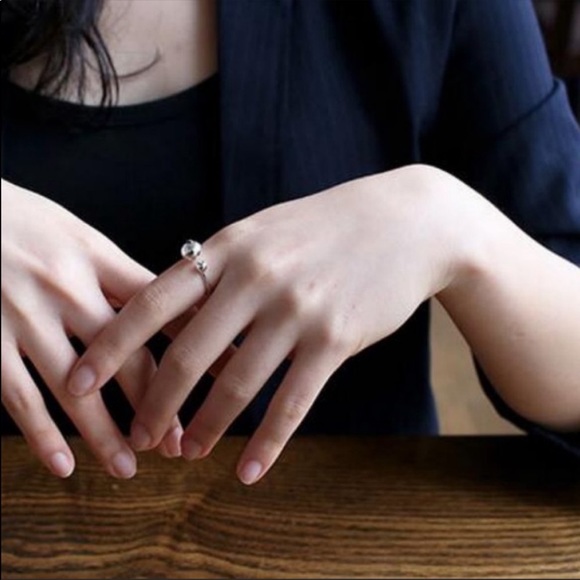 925 STERLING SILVER BEAD BALL ADJUSTABLE RING, CUTE RING, SHINY RING. - Picture 6 of 7